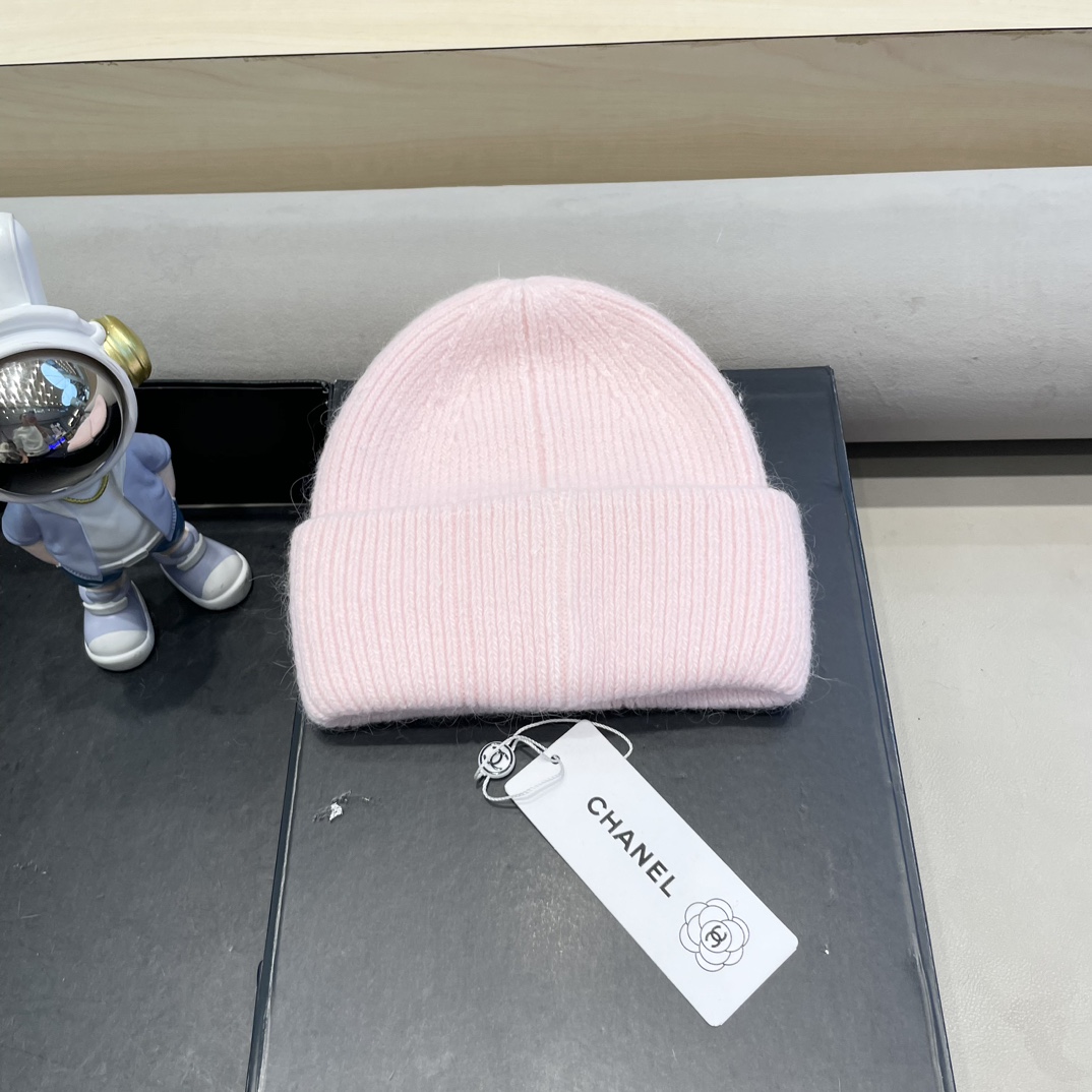 Chanel毛线帽子女秋冬季保暖加绒加厚套头护耳针织帽大头围韩版百搭冷帽