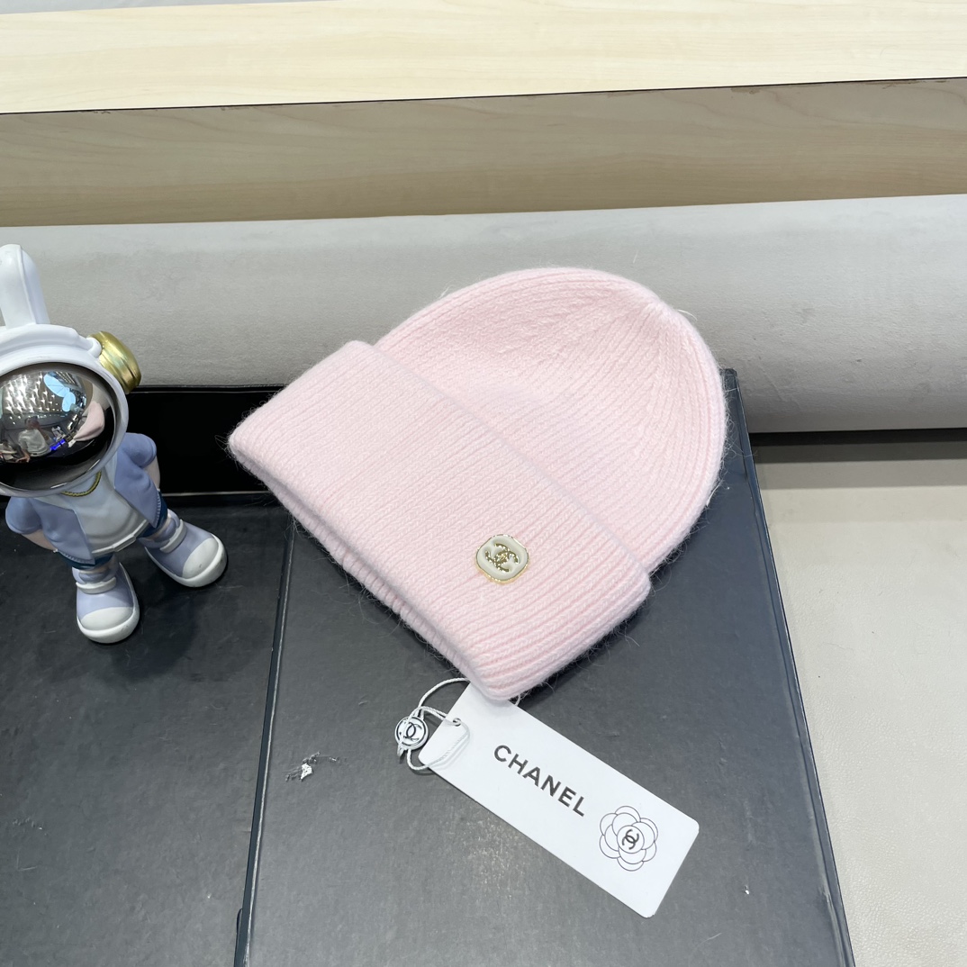 Chanel毛线帽子女秋冬季保暖加绒加厚套头护耳针织帽大头围韩版百搭冷帽