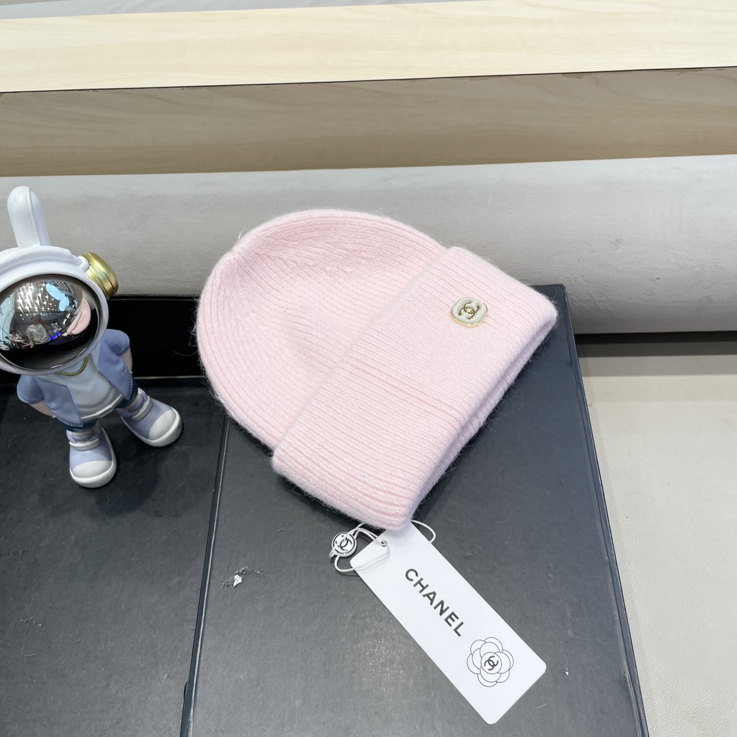 Chanel毛线帽子女秋冬季保暖加绒加厚套头护耳针织帽大头围韩版百搭冷帽