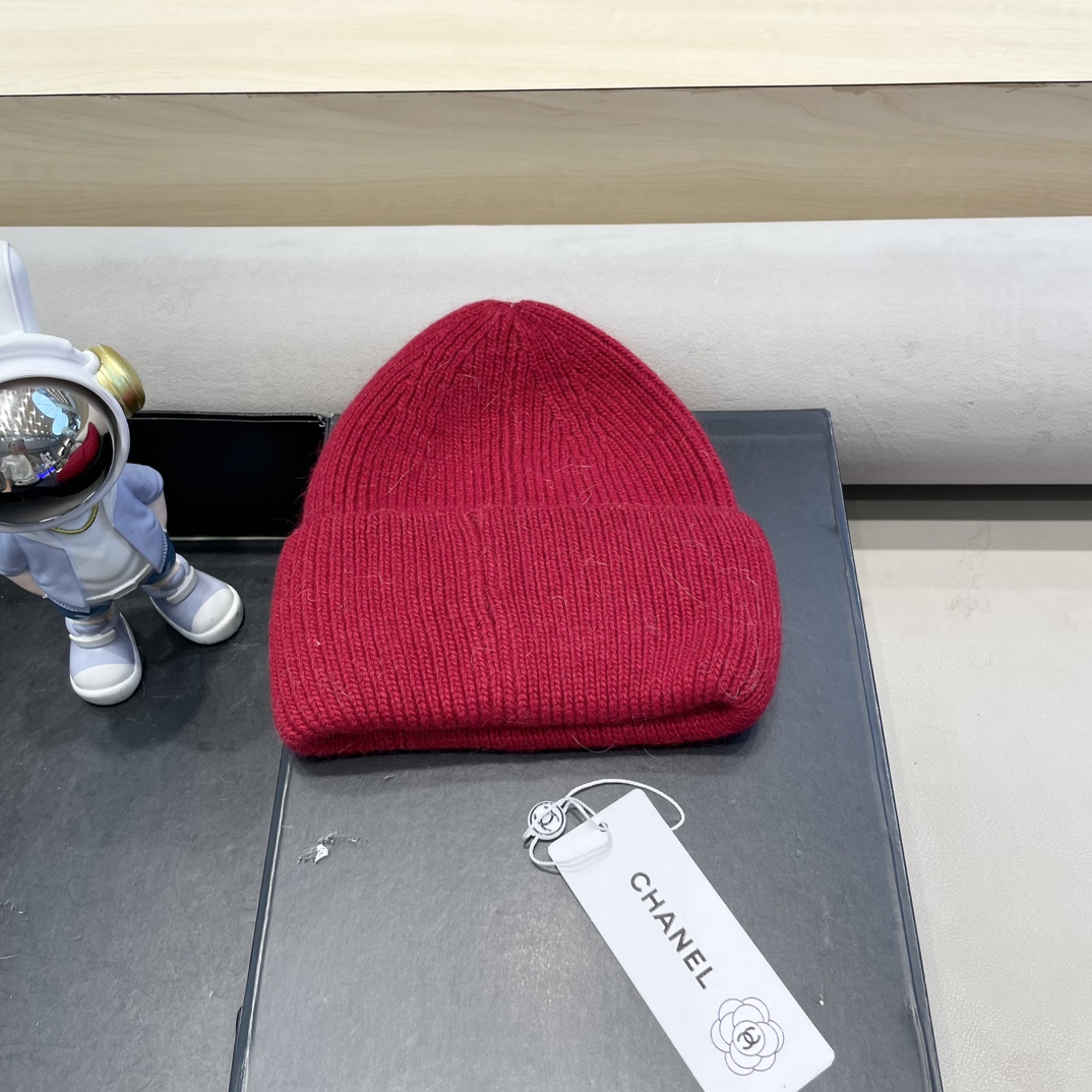 Chanel毛线帽子女秋冬季保暖加绒加厚套头护耳针织帽大头围韩版百搭冷帽