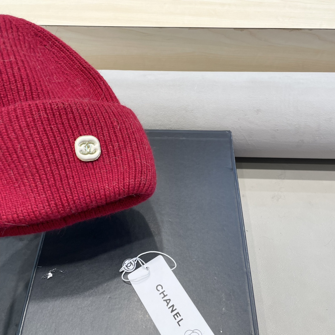 Chanel毛线帽子女秋冬季保暖加绒加厚套头护耳针织帽大头围韩版百搭冷帽