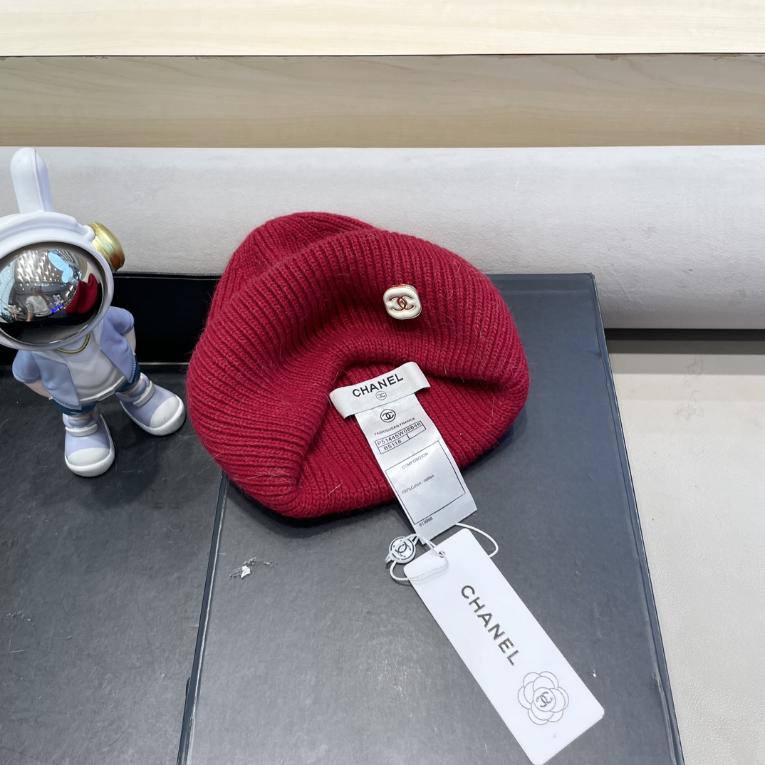 Chanel毛线帽子女秋冬季保暖加绒加厚套头护耳针织帽大头围韩版百搭冷帽