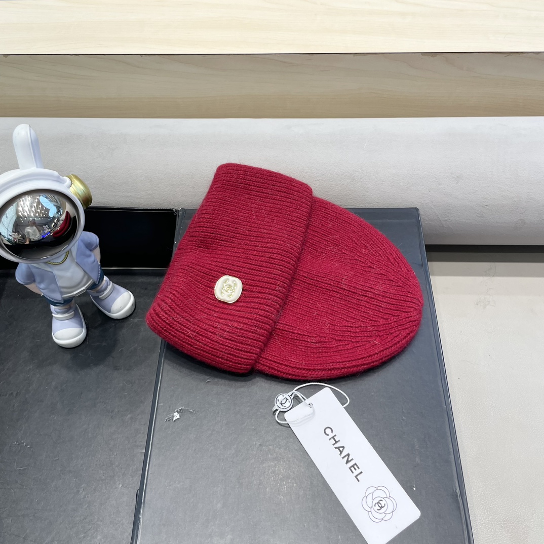 Chanel毛线帽子女秋冬季保暖加绒加厚套头护耳针织帽大头围韩版百搭冷帽