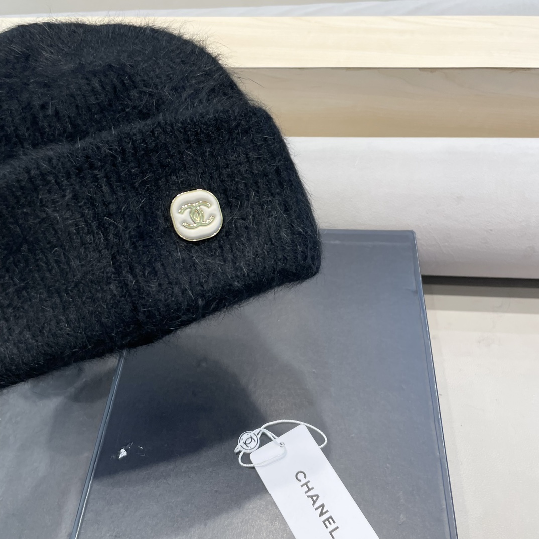Chanel毛线帽子女秋冬季保暖加绒加厚套头护耳针织帽大头围韩版百搭冷帽