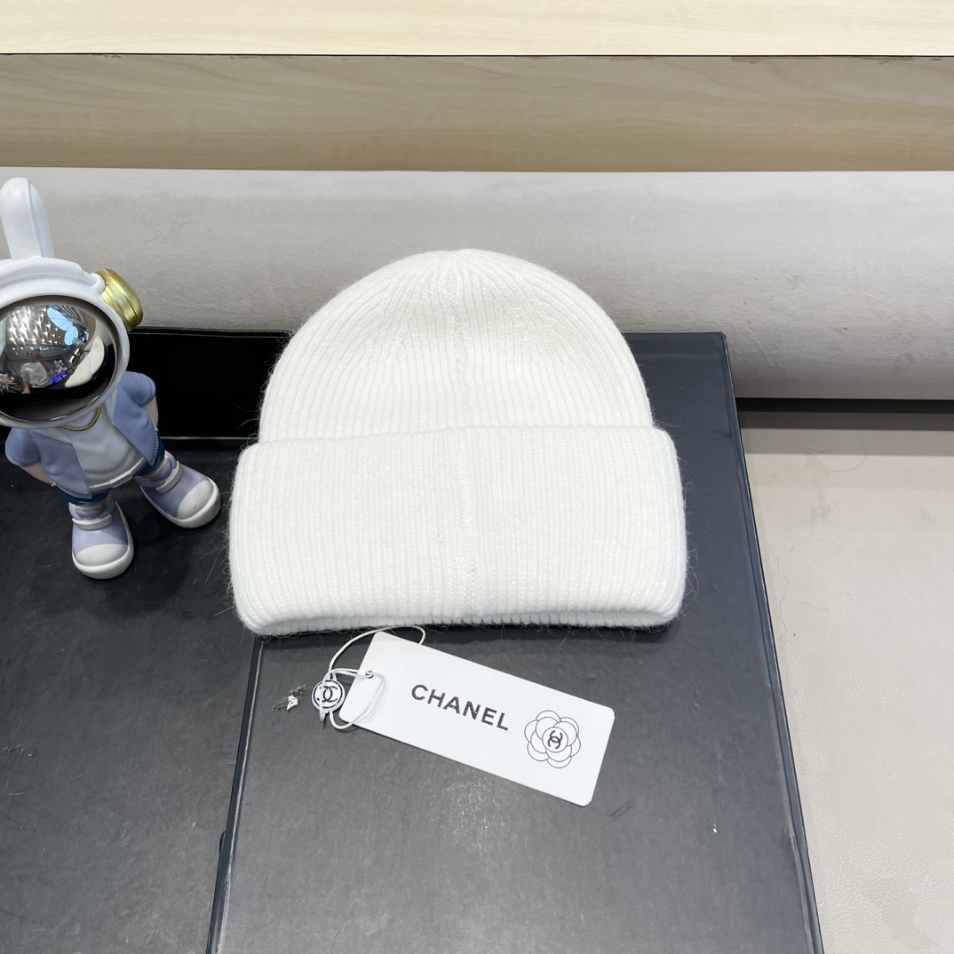 Chanel毛线帽子女秋冬季保暖加绒加厚套头护耳针织帽大头围韩版百搭冷帽
