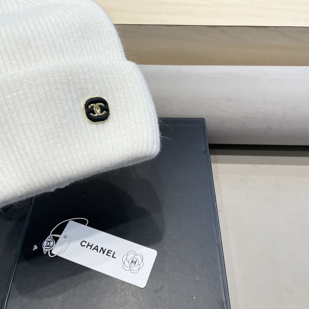 Chanel毛线帽子女秋冬季保暖加绒加厚套头护耳针织帽大头围韩版百搭冷帽