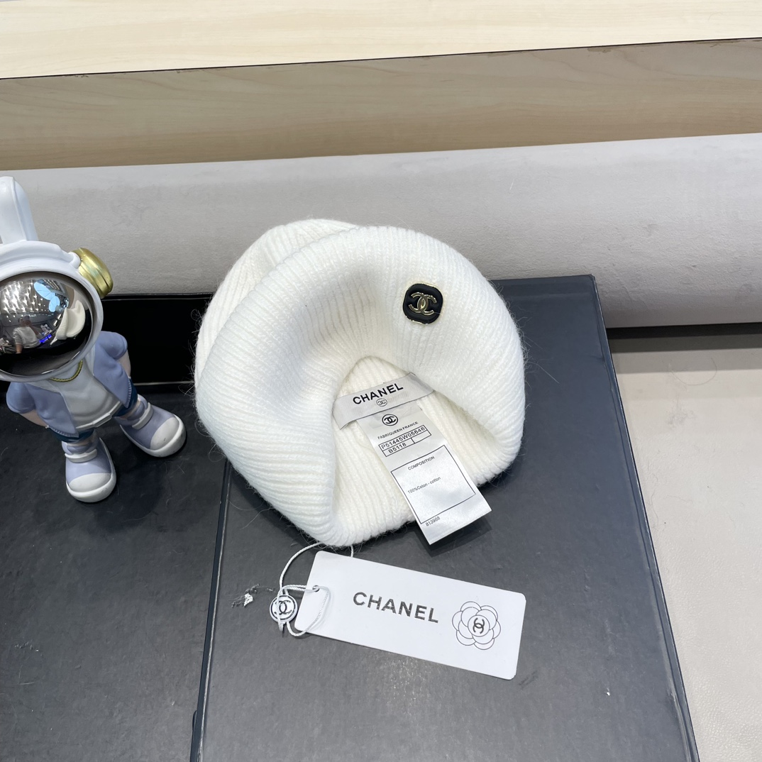 Chanel毛线帽子女秋冬季保暖加绒加厚套头护耳针织帽大头围韩版百搭冷帽