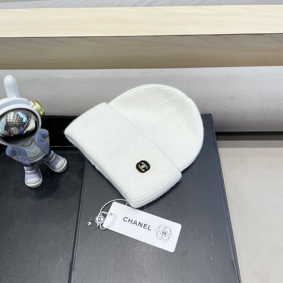 Chanel毛线帽子女秋冬季保暖加绒加厚套头护耳针织帽大头围韩版百搭冷帽