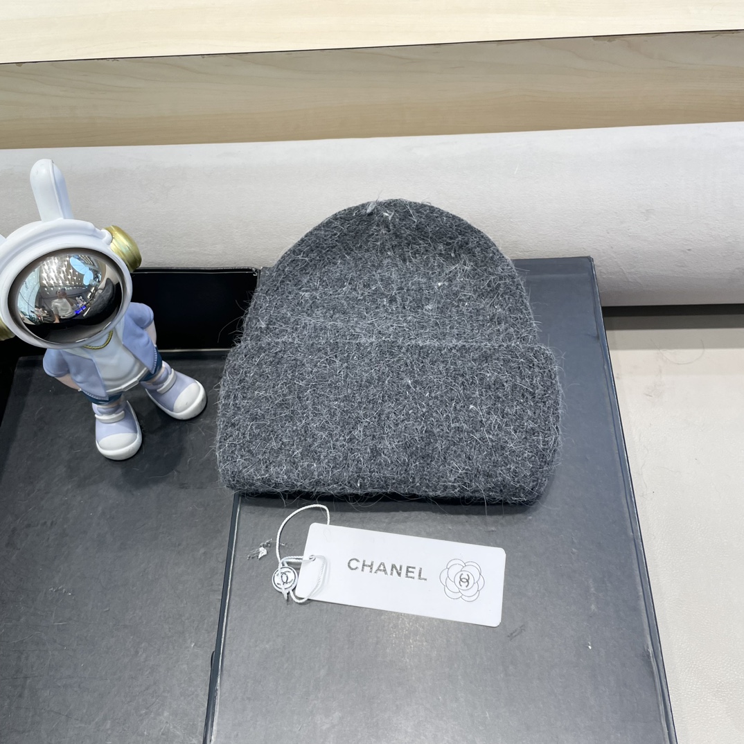 Chanel毛线帽子女秋冬季保暖加绒加厚套头护耳针织帽大头围韩版百搭冷帽
