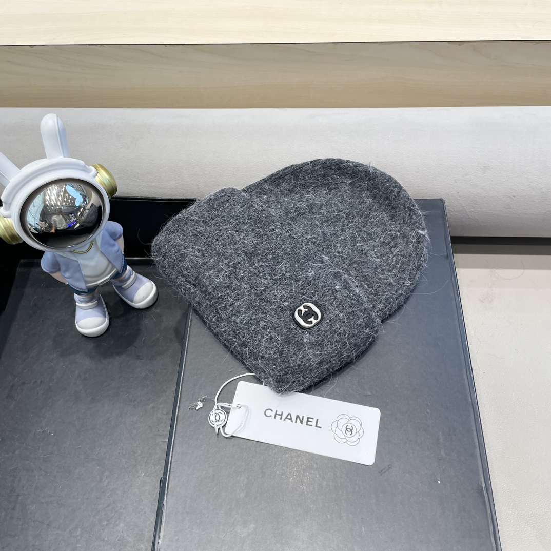 Chanel毛线帽子女秋冬季保暖加绒加厚套头护耳针织帽大头围韩版百搭冷帽