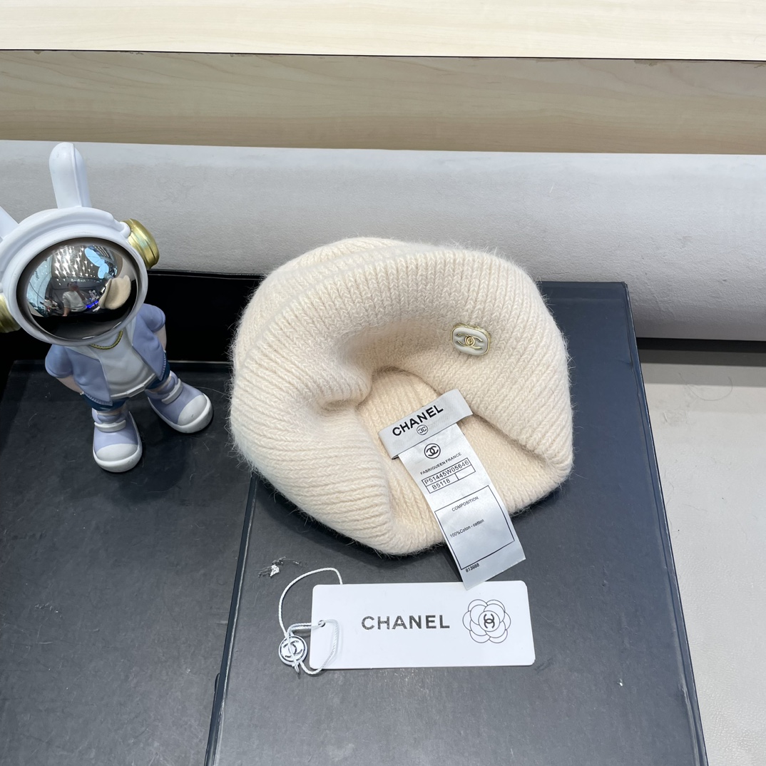 Chanel毛线帽子女秋冬季保暖加绒加厚套头护耳针织帽大头围韩版百搭冷帽