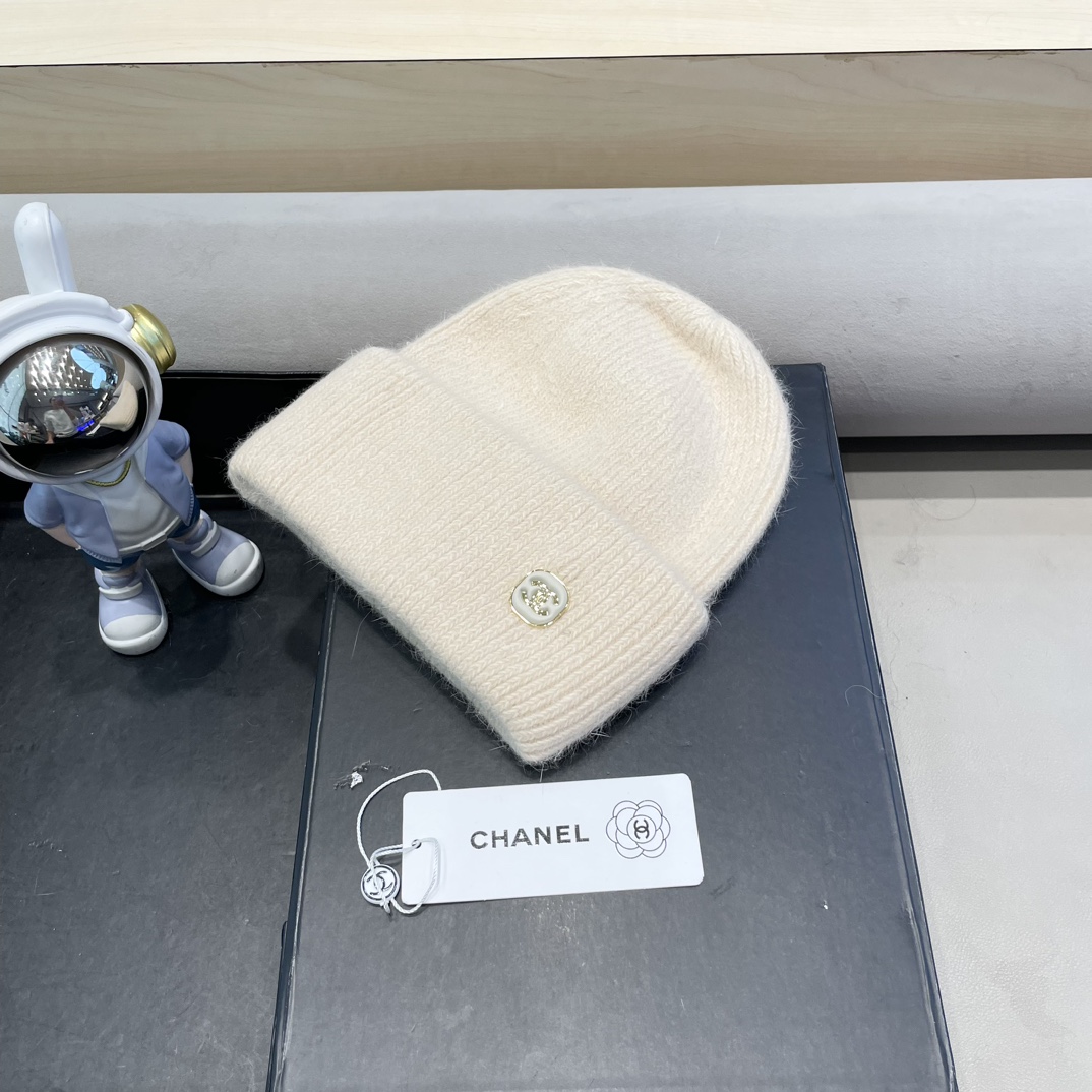 Chanel毛线帽子女秋冬季保暖加绒加厚套头护耳针织帽大头围韩版百搭冷帽