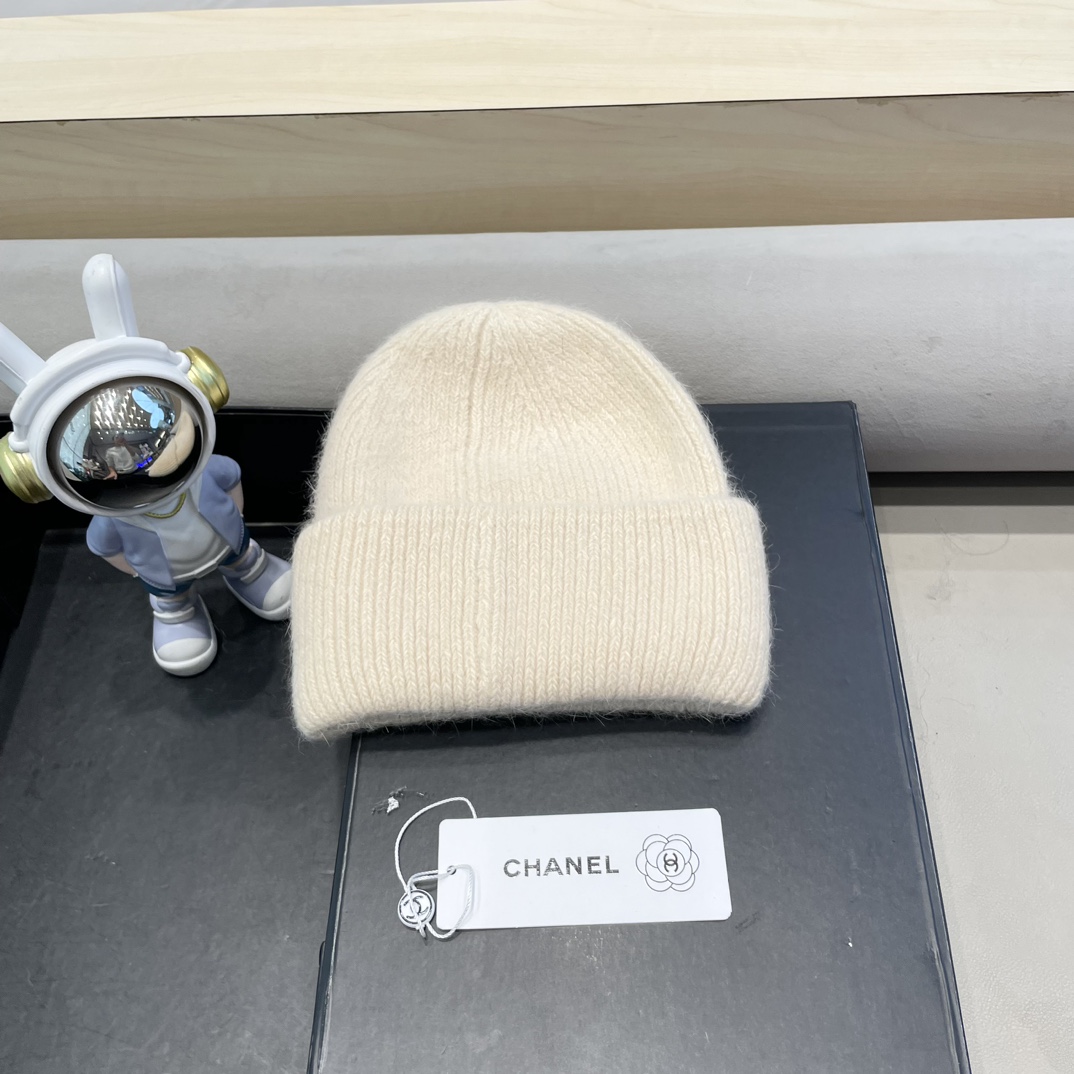 Chanel毛线帽子女秋冬季保暖加绒加厚套头护耳针织帽大头围韩版百搭冷帽
