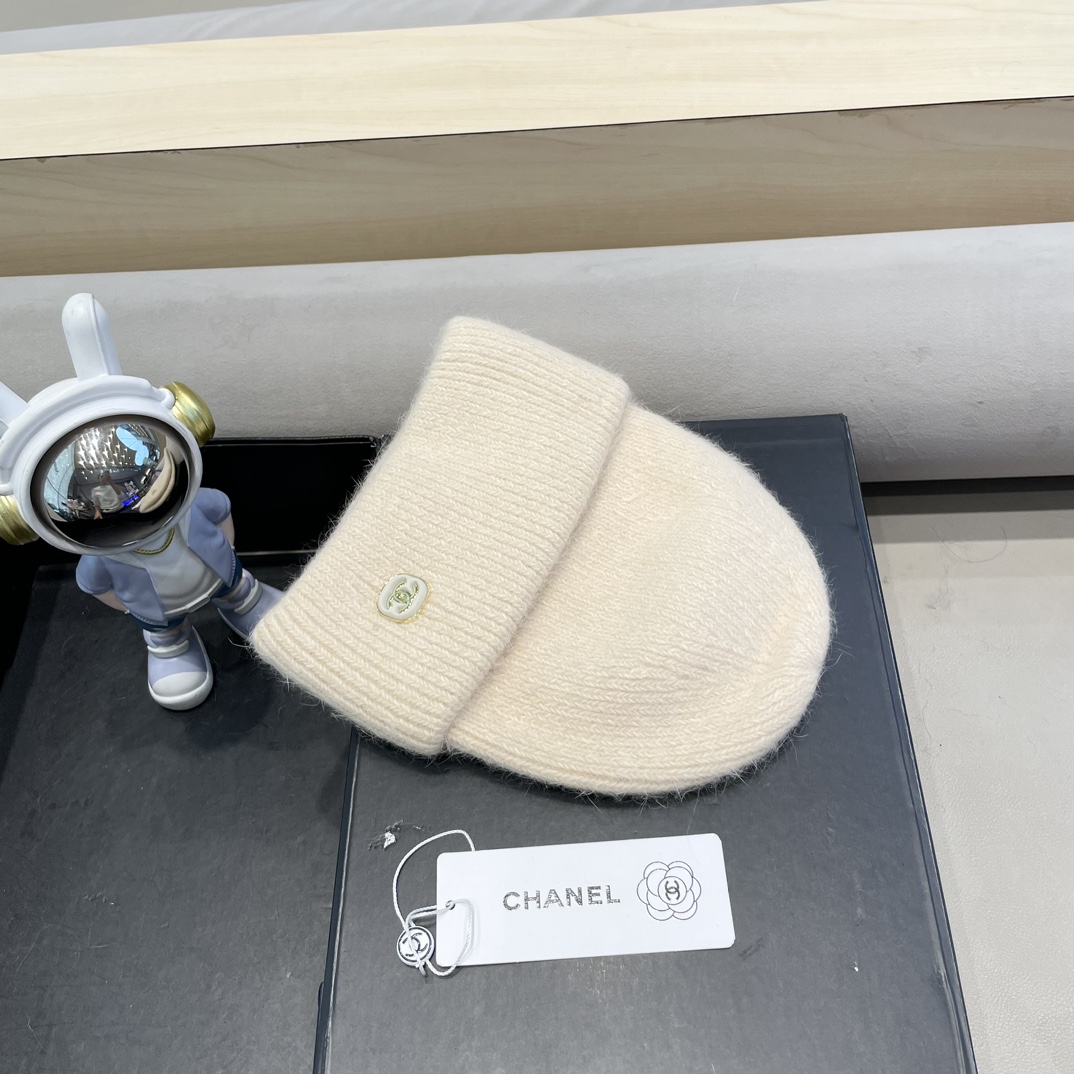 Chanel毛线帽子女秋冬季保暖加绒加厚套头护耳针织帽大头围韩版百搭冷帽