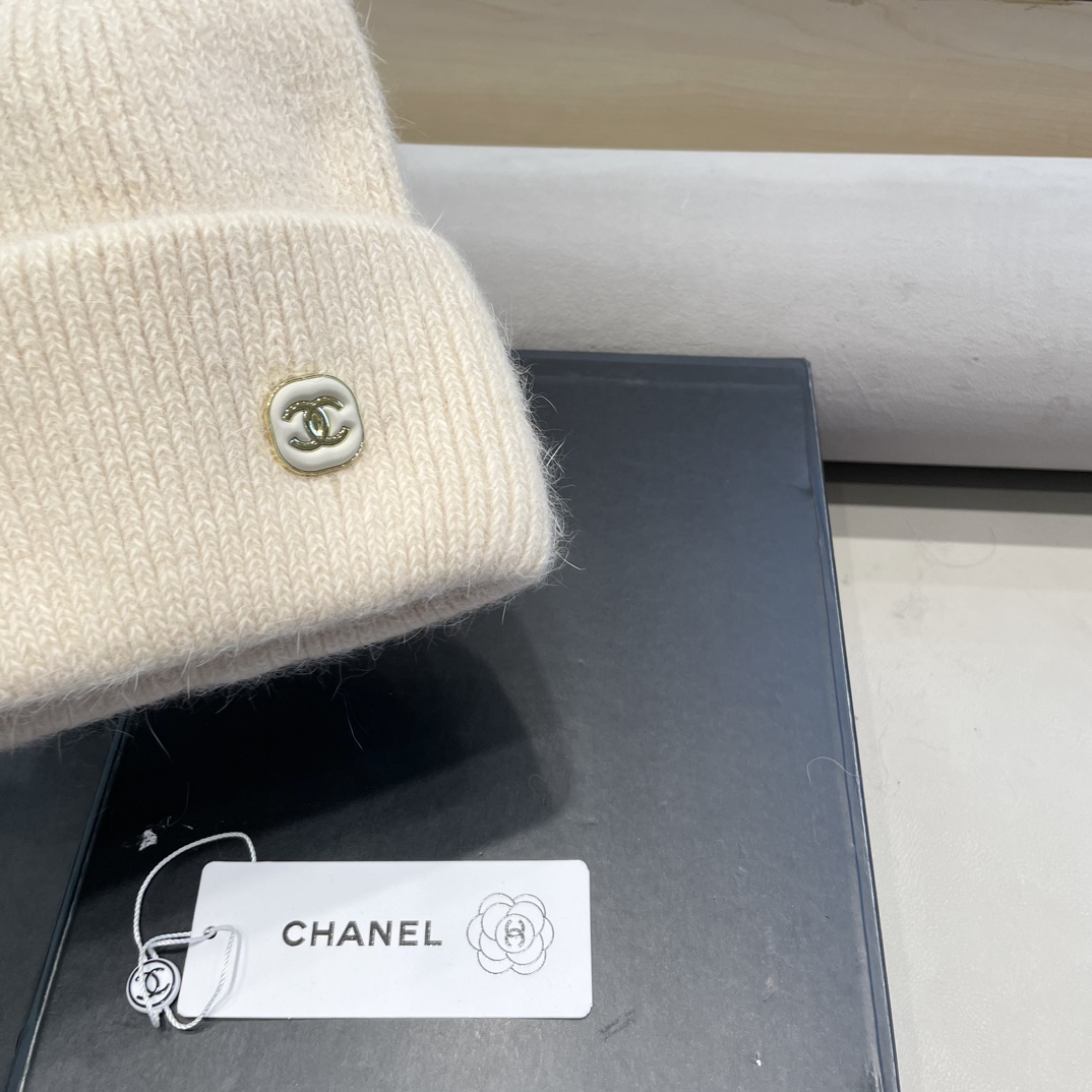 Chanel毛线帽子女秋冬季保暖加绒加厚套头护耳针织帽大头围韩版百搭冷帽