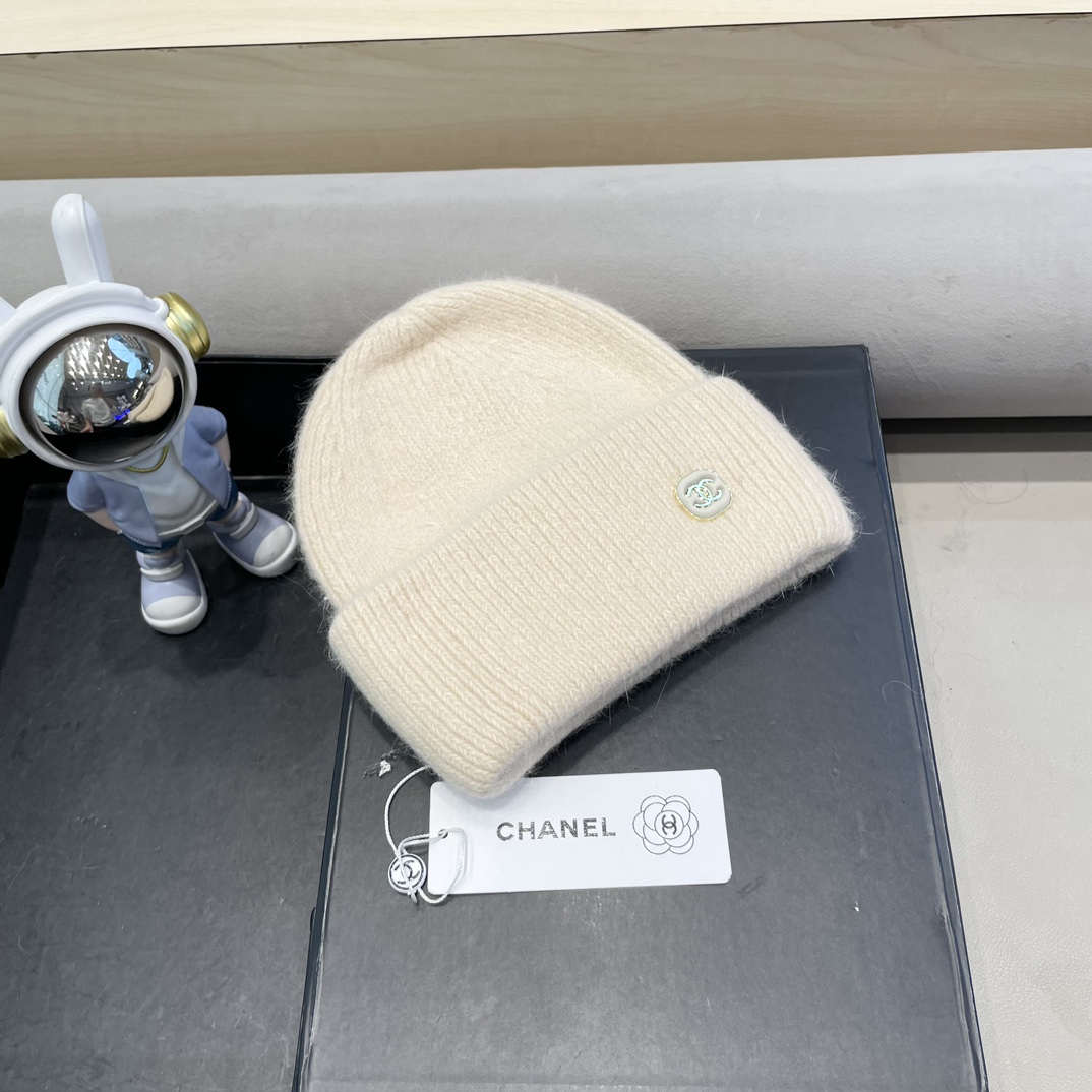 Chanel毛线帽子女秋冬季保暖加绒加厚套头护耳针织帽大头围韩版百搭冷帽