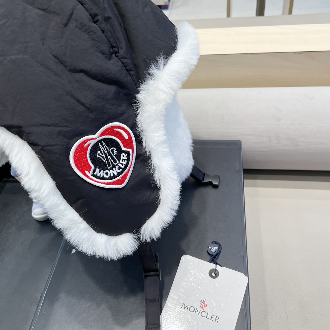 蒙口moncler2024冬季新款加厚毛绒雷锋帽女防寒大头围东北棉帽保暖骑车护耳帽