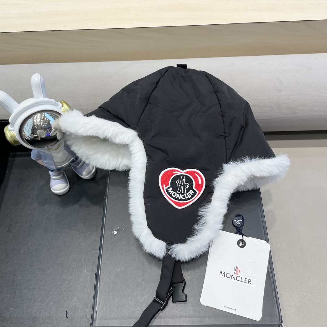 蒙口moncler2024冬季新款加厚毛绒雷锋帽女防寒大头围东北棉帽保暖骑车护耳帽