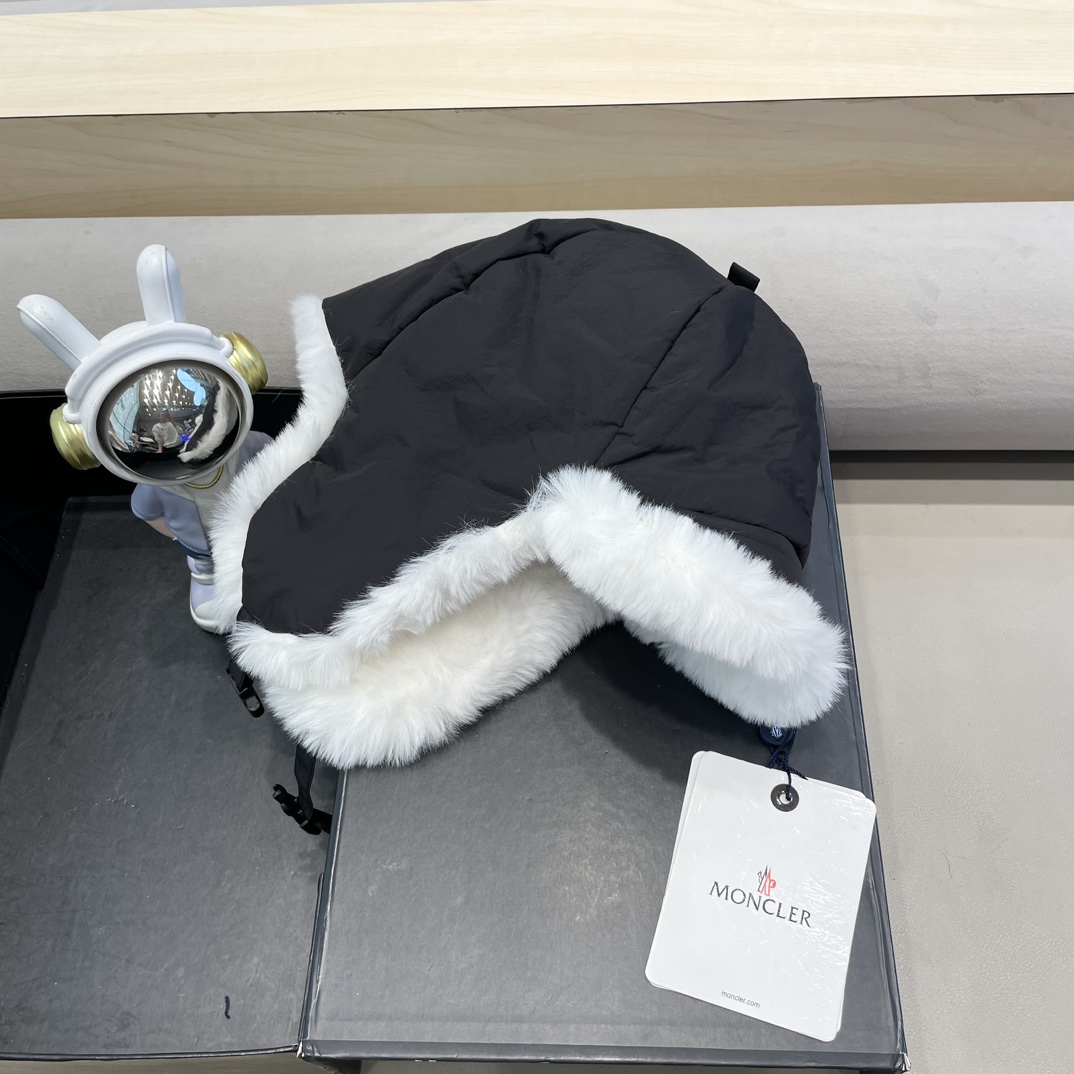 蒙口moncler2024冬季新款加厚毛绒雷锋帽女防寒大头围东北棉帽保暖骑车护耳帽