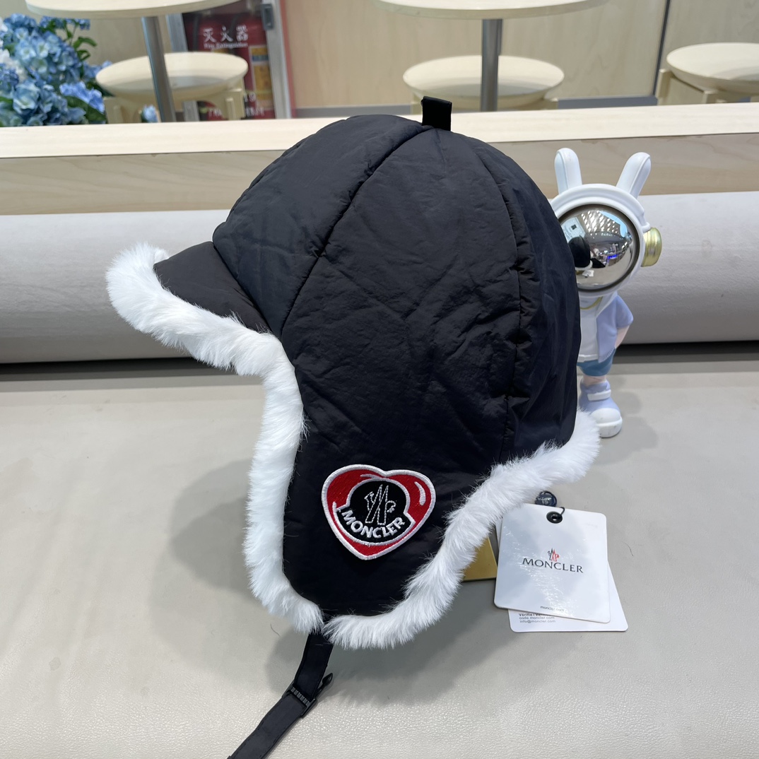 蒙口moncler2024冬季新款加厚毛绒雷锋帽女防寒大头围东北棉帽保暖骑车护耳帽