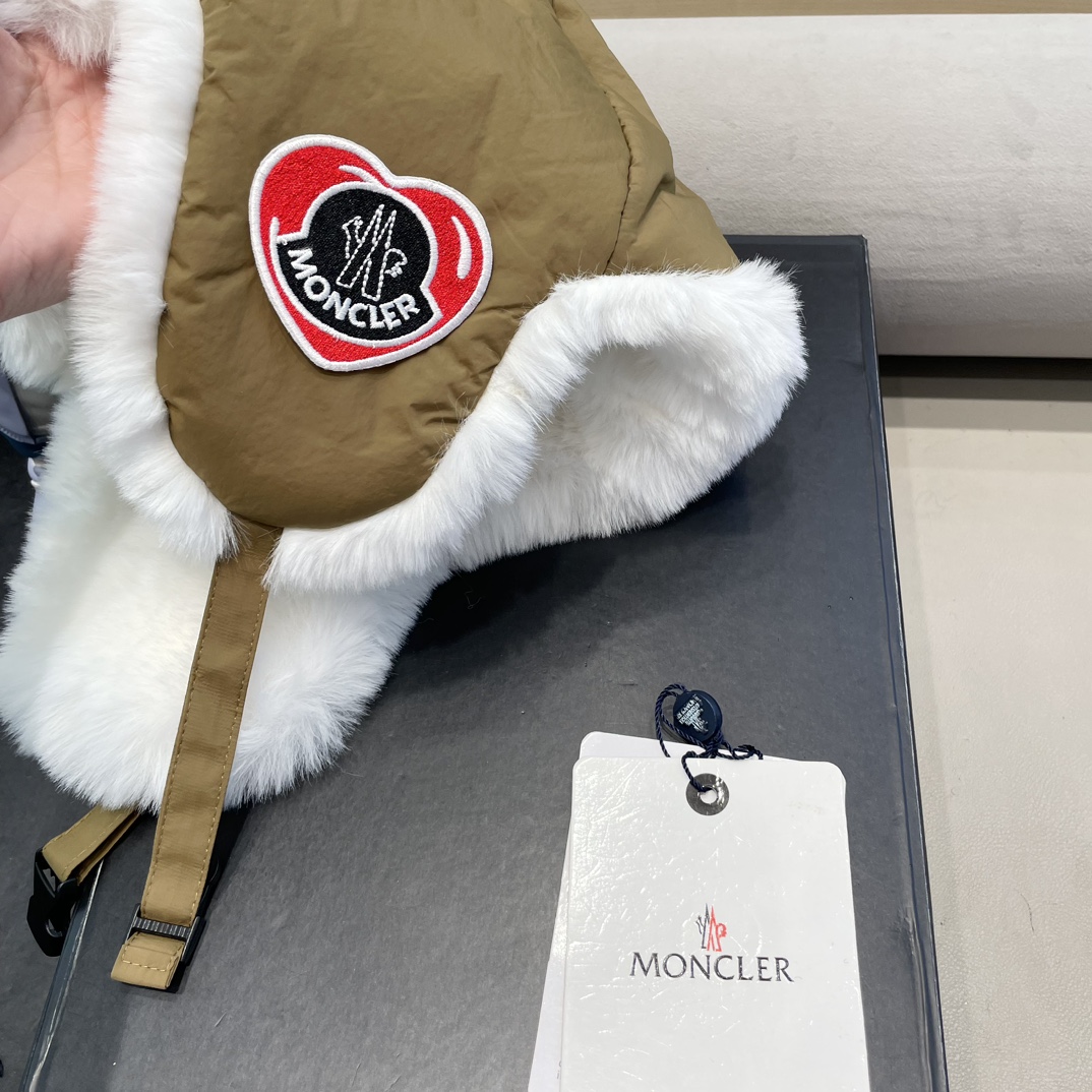 蒙口moncler2024冬季新款加厚毛绒雷锋帽女防寒大头围东北棉帽保暖骑车护耳帽