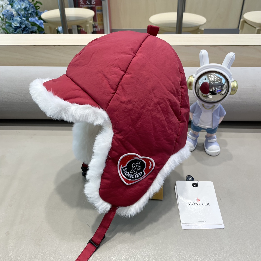 蒙口moncler2024冬季新款加厚毛绒雷锋帽女防寒大头围东北棉帽保暖骑车护耳帽