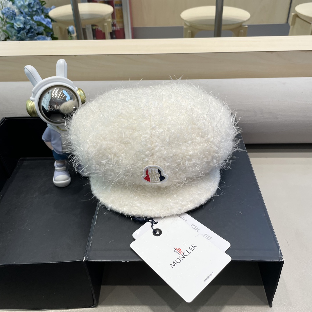moncler贝雷帽女秋冬2024新款韩系气质羊毛画家蓓蕾帽显脸小八角帽
