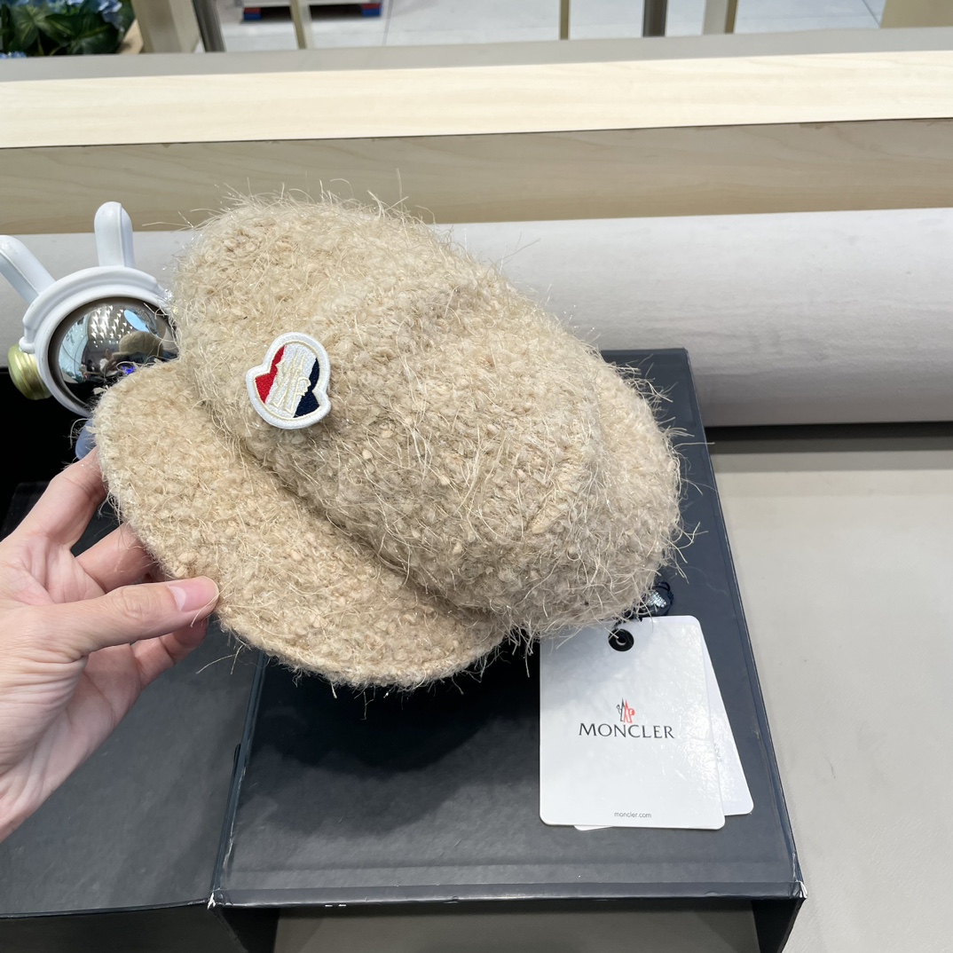moncler贝雷帽女秋冬2024新款韩系气质羊毛画家蓓蕾帽显脸小八角帽
