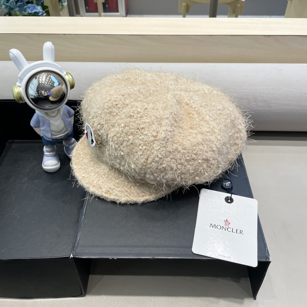 moncler贝雷帽女秋冬2024新款韩系气质羊毛画家蓓蕾帽显脸小八角帽