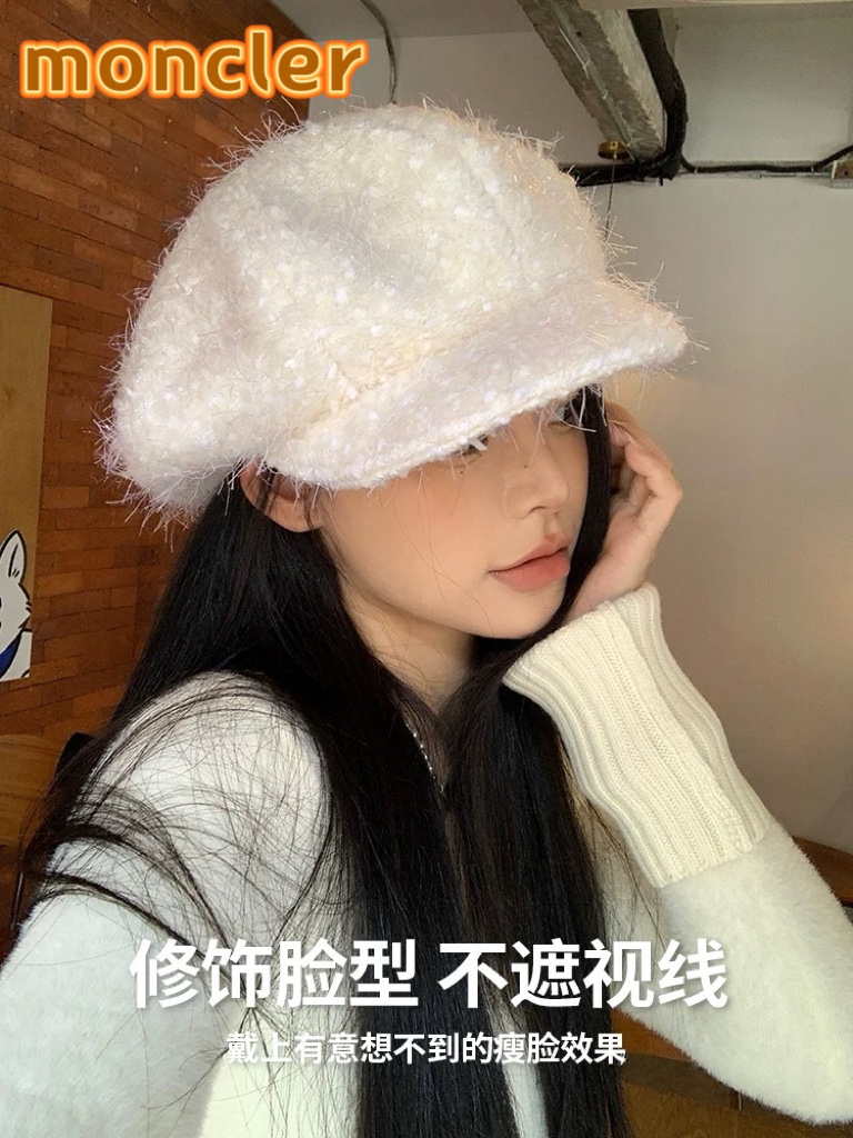 moncler贝雷帽女秋冬2024新款韩系气质羊毛画家蓓蕾帽显脸小八角帽