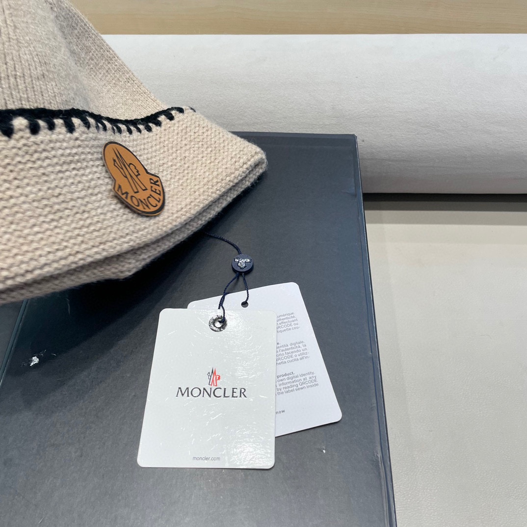 moncler陈奶奶简约百搭撞色细织毛线帽女秋冬显脸小针织帽保暖包头冷帽