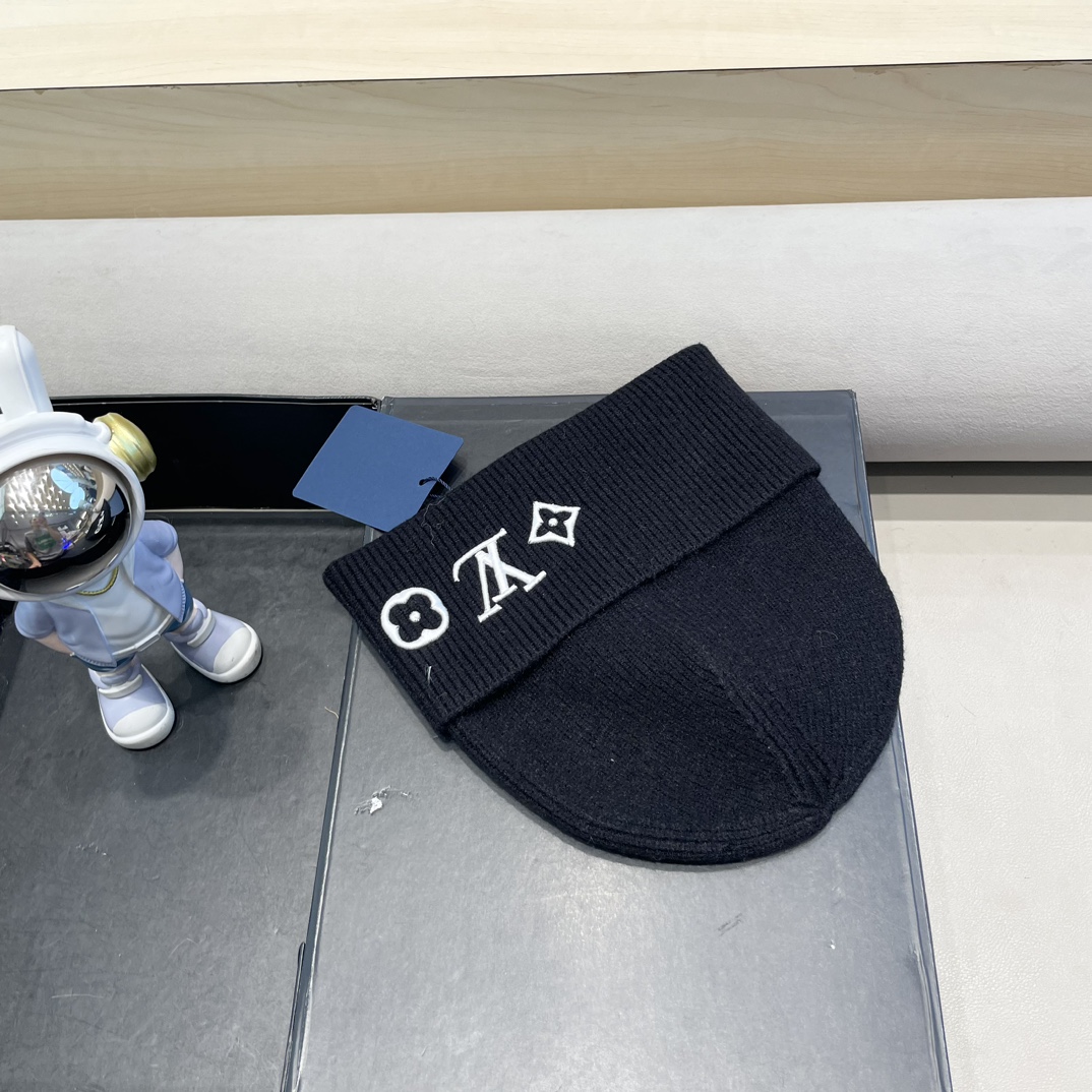 lv路易威登秋冬新款L家字母刺绣针织帽欧美外贸时尚百搭毛线帽秋冬保暖冷帽