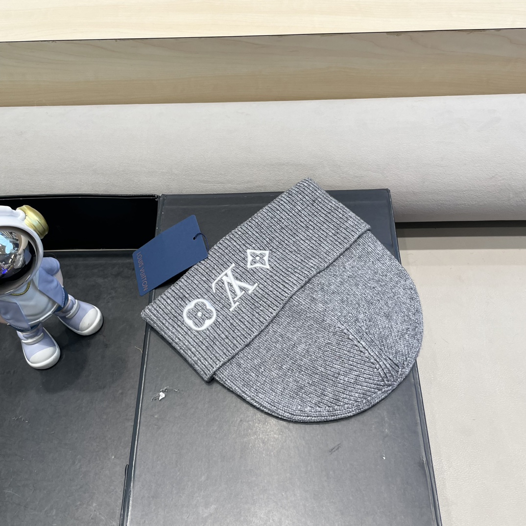 lv路易威登秋冬新款L家字母刺绣针织帽欧美外贸时尚百搭毛线帽秋冬保暖冷帽