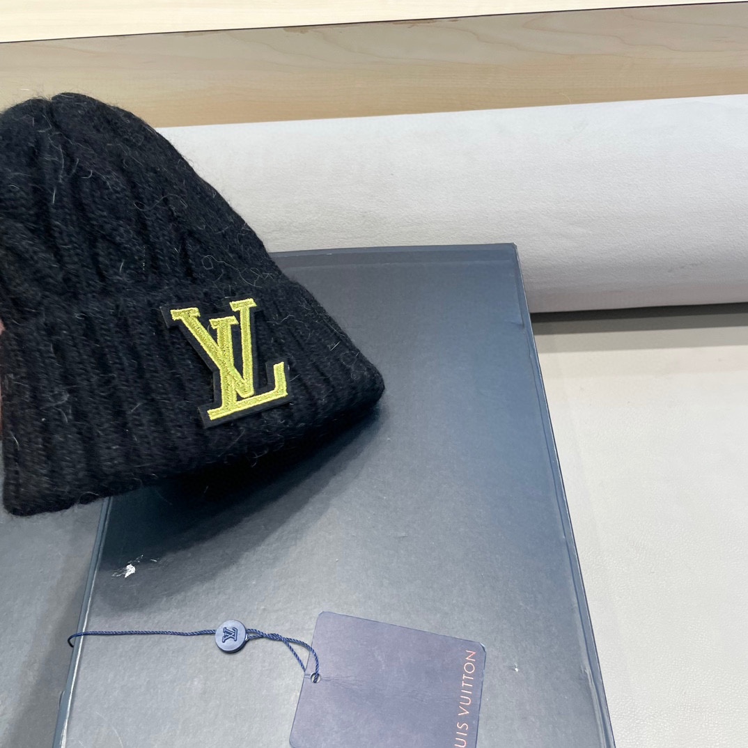 lv路易威登秋冬韩版百搭兔毛针织帽保暖小头围麻花日系休闲纯色复古毛线帽潮
