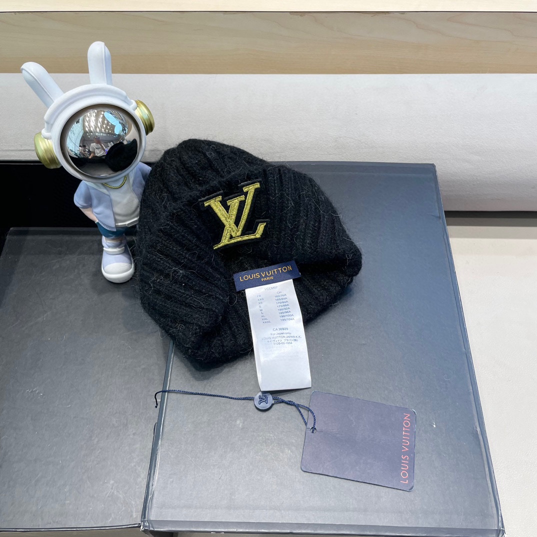 lv路易威登秋冬韩版百搭兔毛针织帽保暖小头围麻花日系休闲纯色复古毛线帽潮