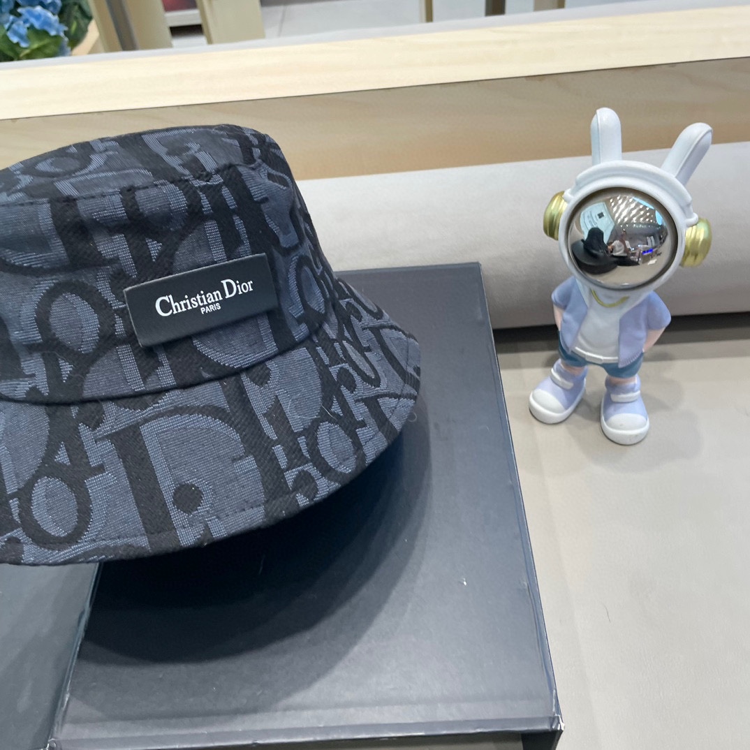 迪奥 Dior字母渔夫帽女夏季新款高级印花盆帽防晒遮阳帽百搭休闲棒球帽
