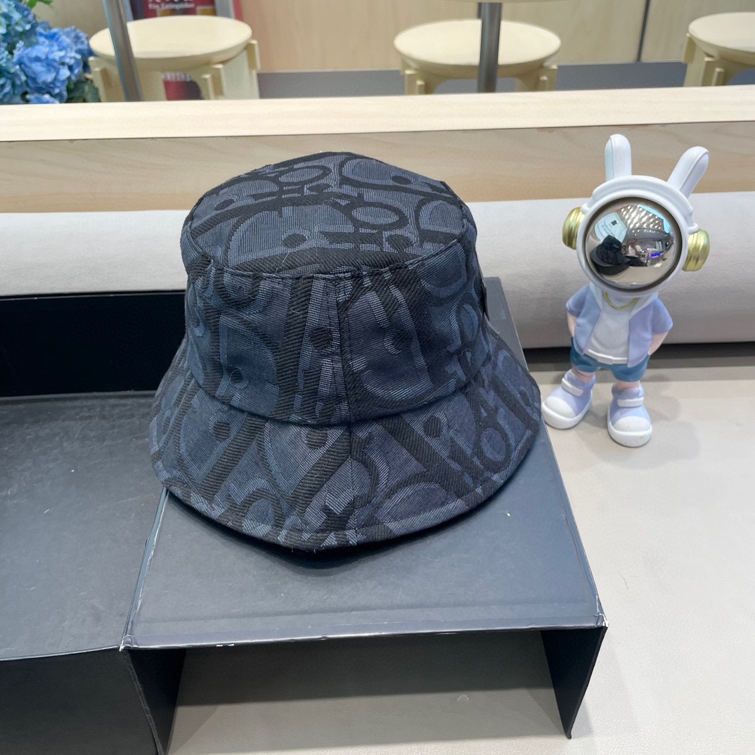 迪奥 Dior字母渔夫帽女夏季新款高级印花盆帽防晒遮阳帽百搭休闲棒球帽