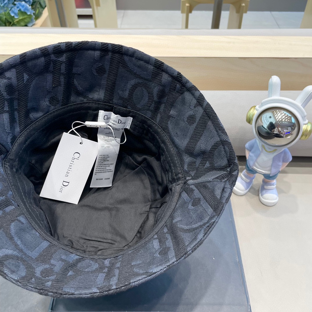 迪奥 Dior字母渔夫帽女夏季新款高级印花盆帽防晒遮阳帽百搭休闲棒球帽