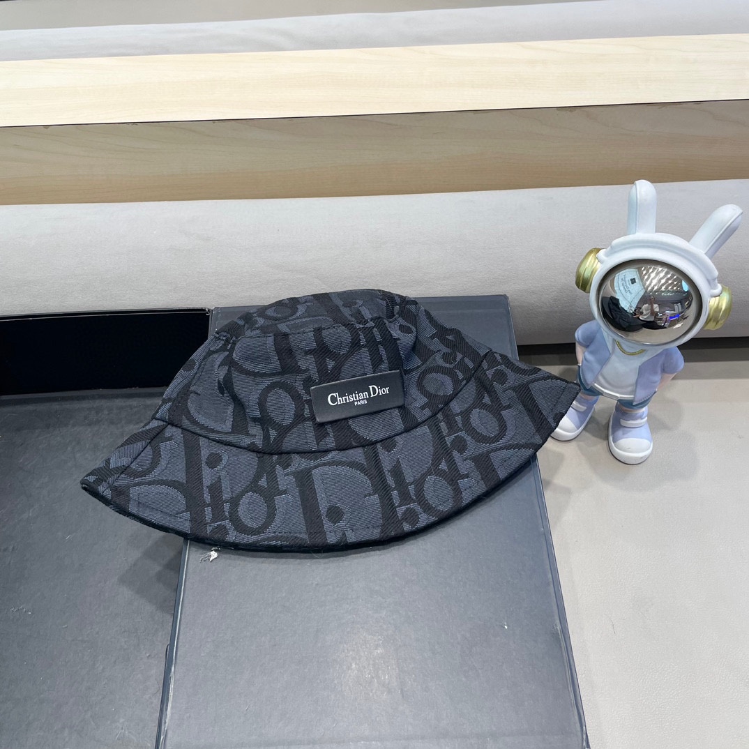 迪奥 Dior字母渔夫帽女夏季新款高级印花盆帽防晒遮阳帽百搭休闲棒球帽