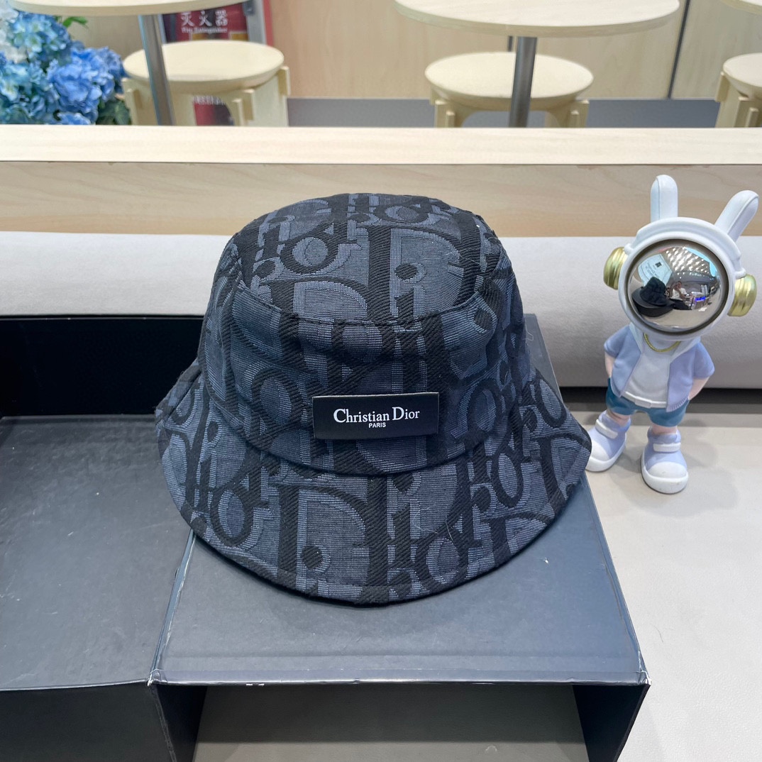 迪奥 Dior字母渔夫帽女夏季新款高级印花盆帽防晒遮阳帽百搭休闲棒球帽