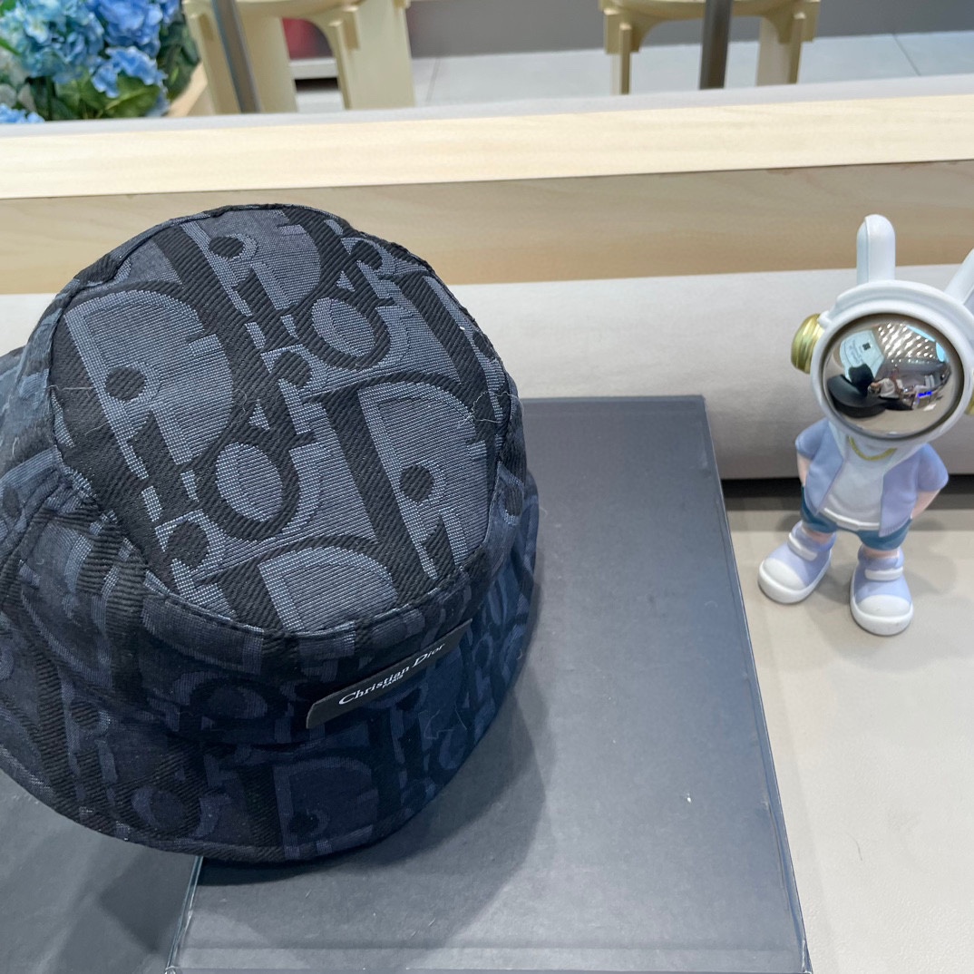 迪奥 Dior字母渔夫帽女夏季新款高级印花盆帽防晒遮阳帽百搭休闲棒球帽