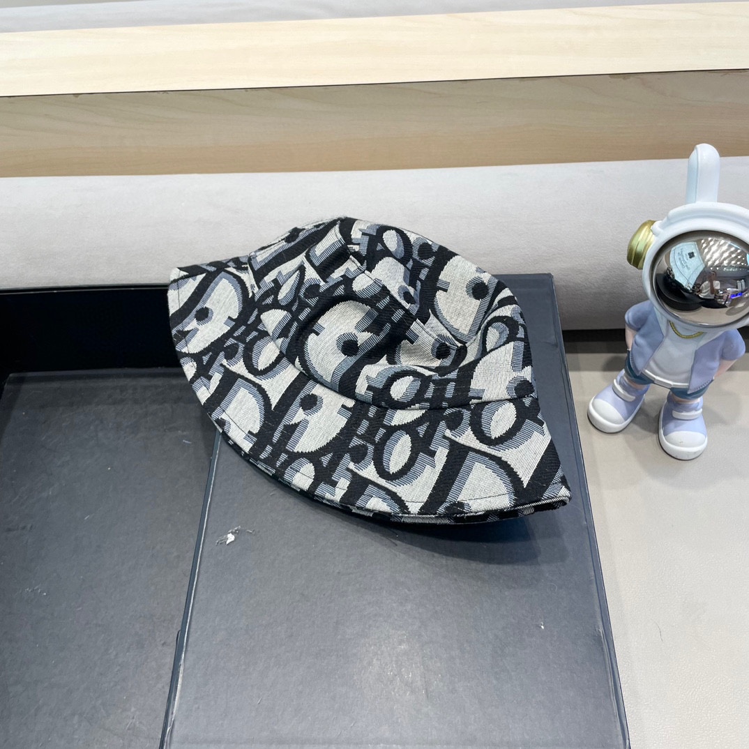 迪奥 Dior字母渔夫帽女夏季新款高级印花盆帽防晒遮阳帽百搭休闲棒球帽