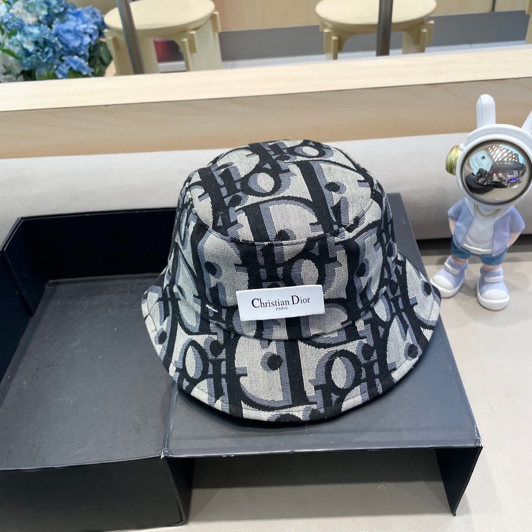 迪奥 Dior字母渔夫帽女夏季新款高级印花盆帽防晒遮阳帽百搭休闲棒球帽