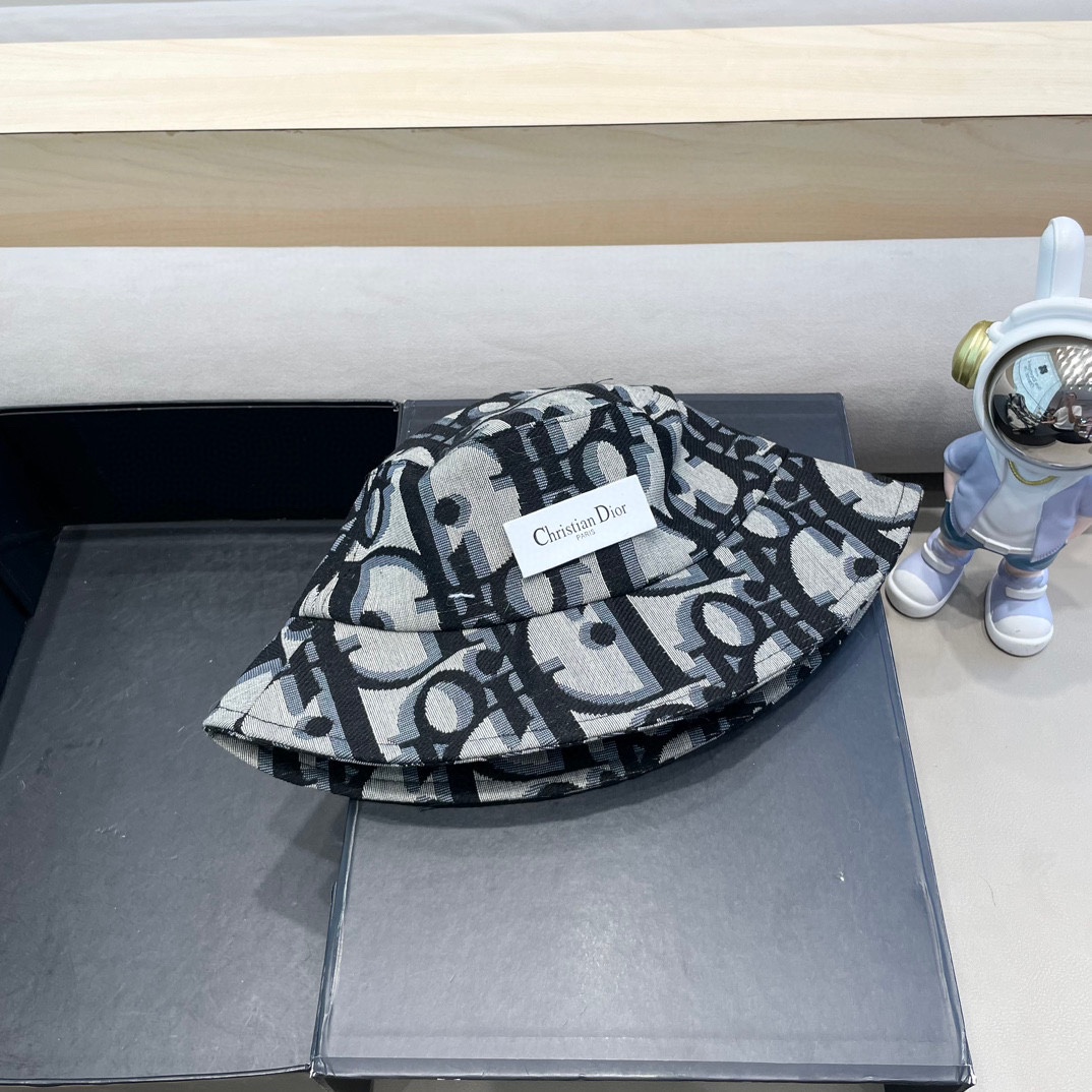 迪奥 Dior字母渔夫帽女夏季新款高级印花盆帽防晒遮阳帽百搭休闲棒球帽