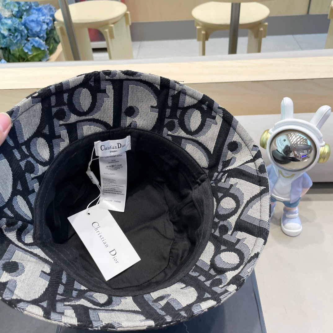 迪奥 Dior字母渔夫帽女夏季新款高级印花盆帽防晒遮阳帽百搭休闲棒球帽