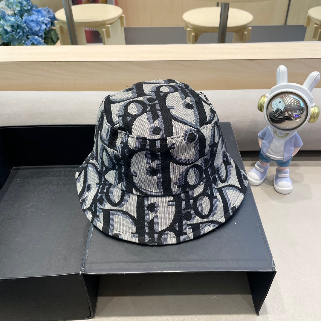 迪奥 Dior字母渔夫帽女夏季新款高级印花盆帽防晒遮阳帽百搭休闲棒球帽
