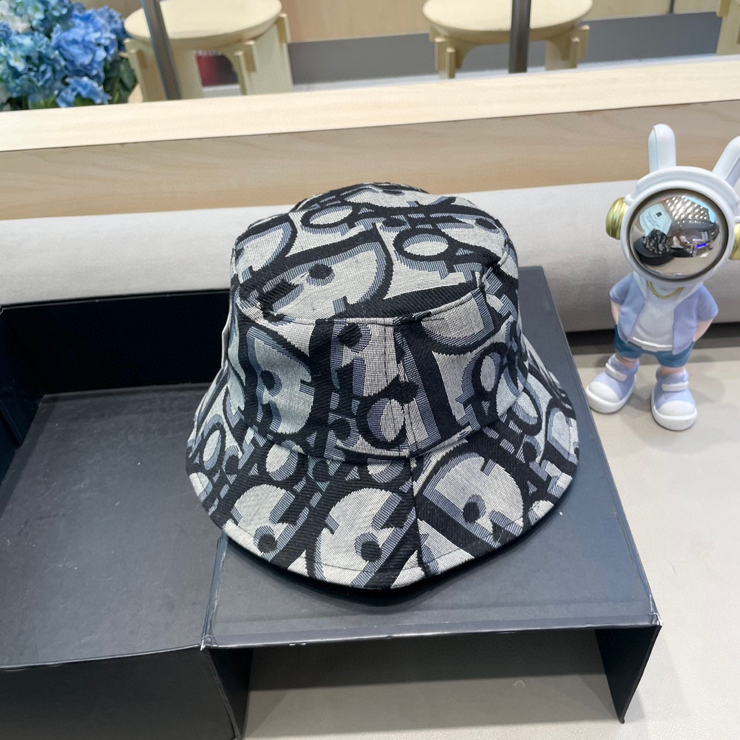 迪奥 Dior字母渔夫帽女夏季新款高级印花盆帽防晒遮阳帽百搭休闲棒球帽