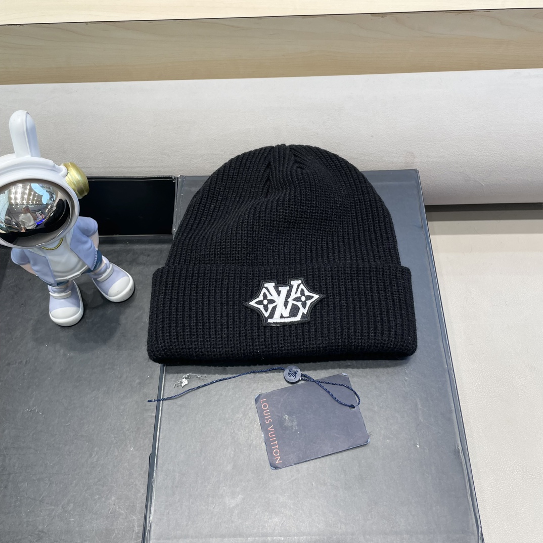 lv路易威登纯色基础款针织帽男韩版休闲百搭学生情侣冷帽女秋冬保暖毛线帽子