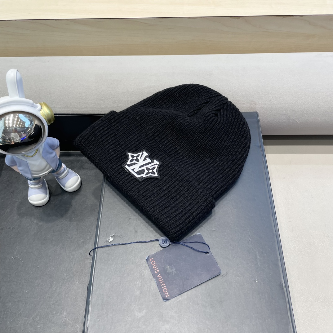 lv路易威登纯色基础款针织帽男韩版休闲百搭学生情侣冷帽女秋冬保暖毛线帽子