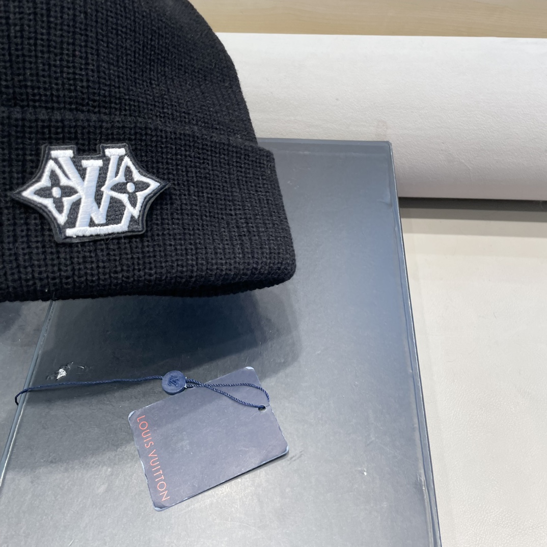 lv路易威登纯色基础款针织帽男韩版休闲百搭学生情侣冷帽女秋冬保暖毛线帽子